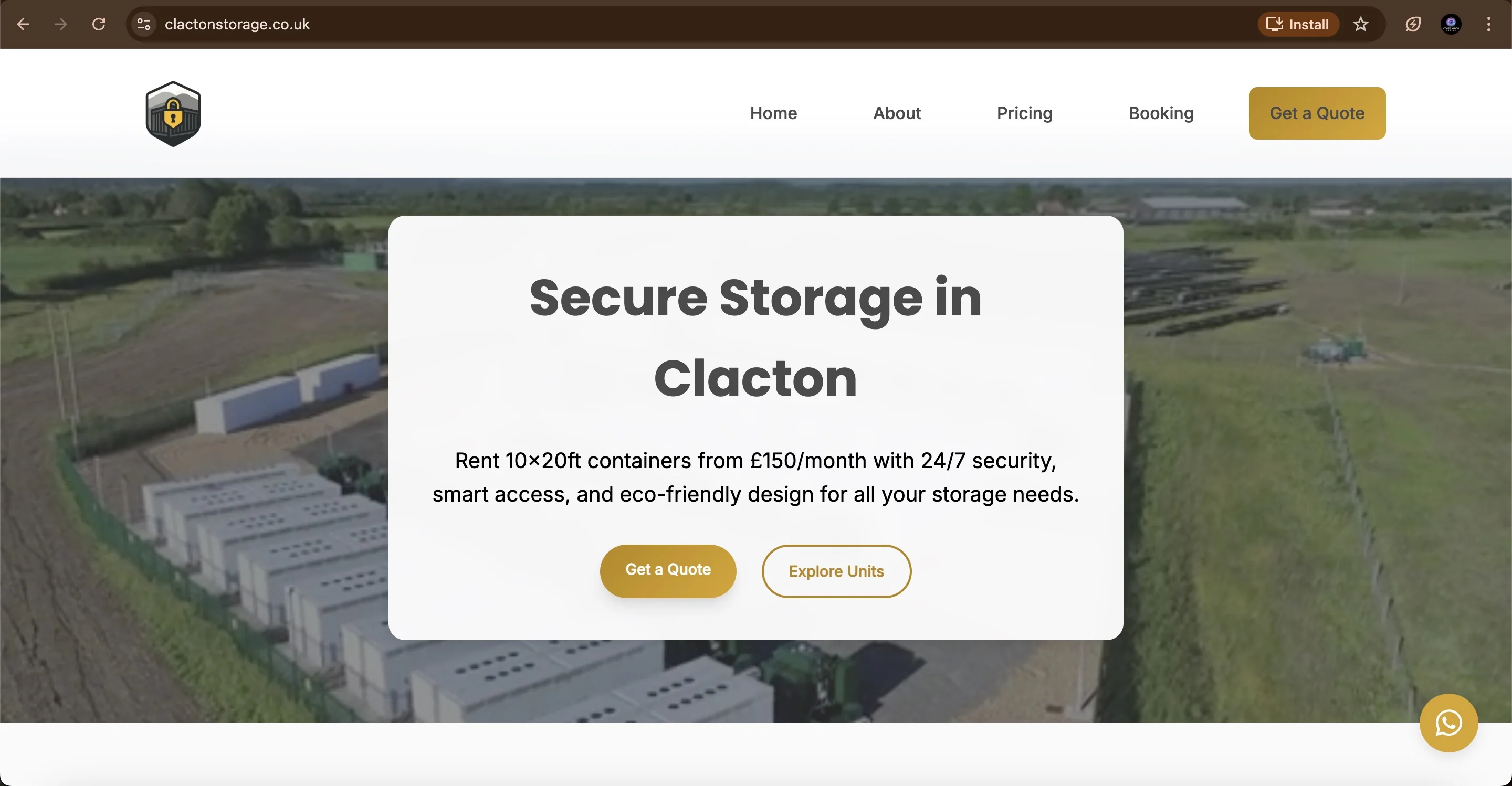 Clacton Storage website